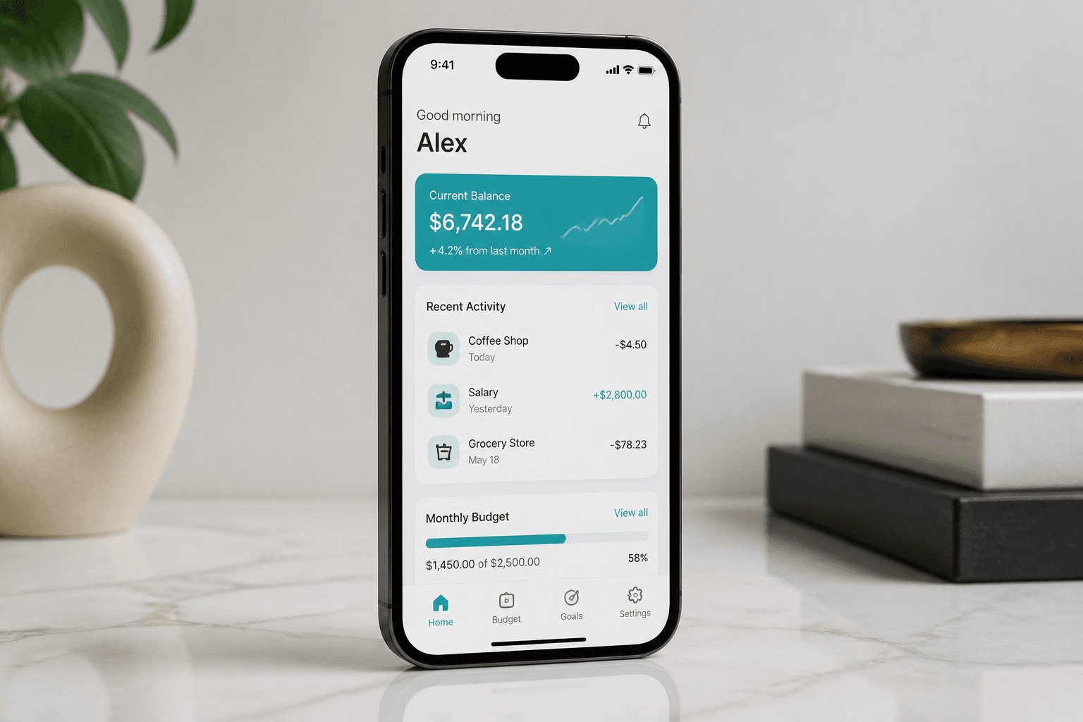 A phone showing a mobile product interface